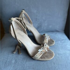 Charlies Beige Women's Heels with‎ Crystal Embellishments